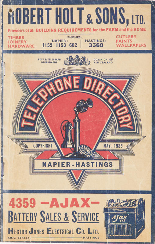 Official Telephone Directory, Napier, Hastings MTG Hawkes Bay