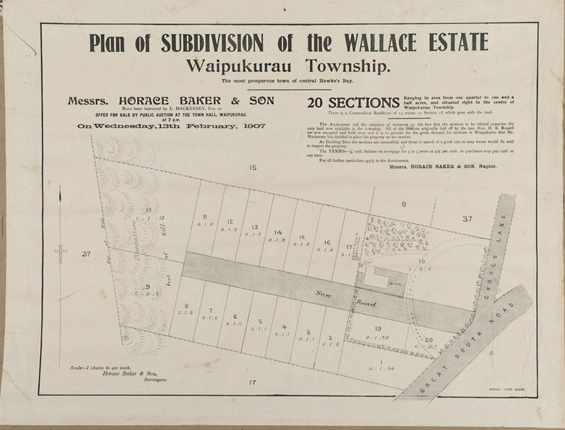 Plan, Wallace Estate land for sale, Waipukurau MTG Hawkes Bay