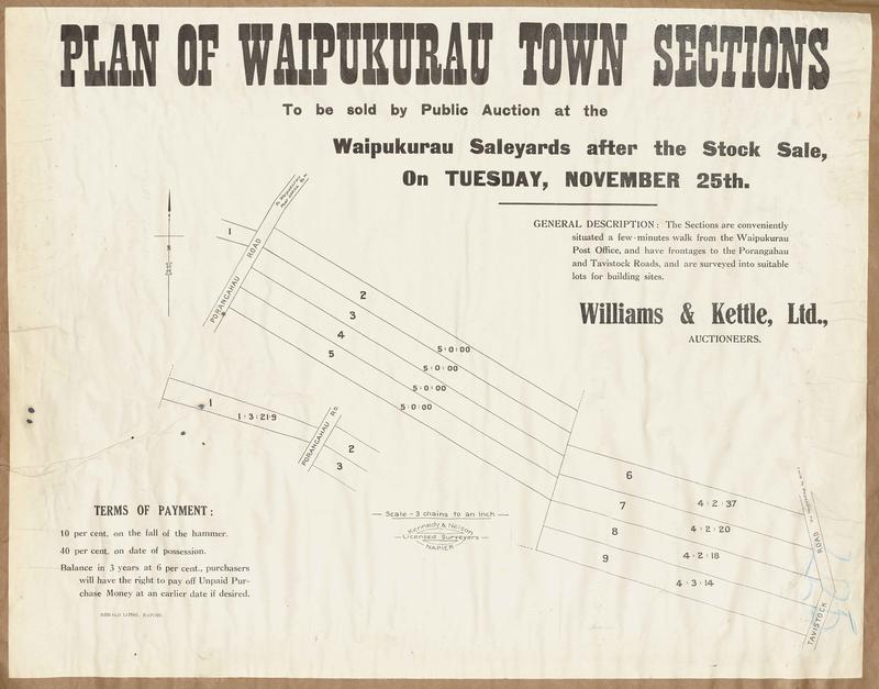 Plan, Waipukurau town sections for sale MTG Hawkes Bay