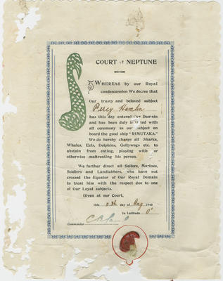 Certificate, Court of Neptune