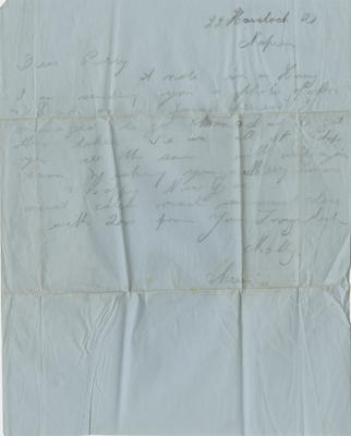 Letter, Molly Hamlin to her brother Percy