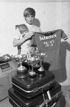 Barry Ulyatt with cycling trophies