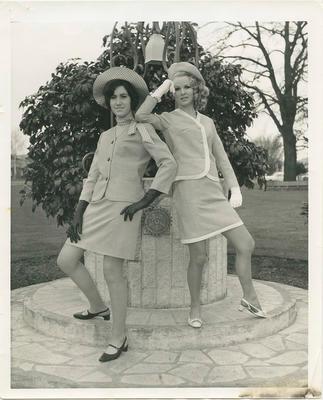 Models posing by wishing well; Robertson, Roswitha; 2020/27/3/3