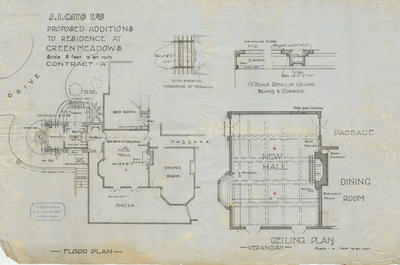 Architectural plan, Proposed additions to residence at Greenmeadows, Wharerangi