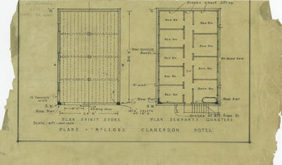 Architectural plan, Clarendon Hotel; Hay, James Augustus Louis