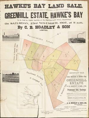 Plan, Greenhill Estate land for sale; Christchurch Press Co. Ltd; Kennedy Bros & Morgan Licensed Surveyors