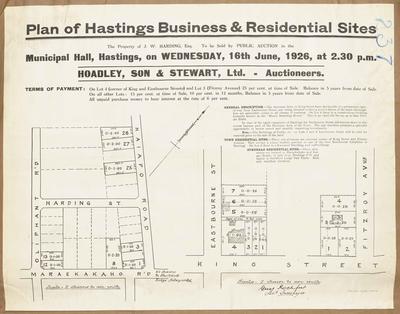 Plan, Hastings business & residential sites for sale; Herald Lithography; Rochfort, Guy