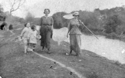 Women and children at the river
