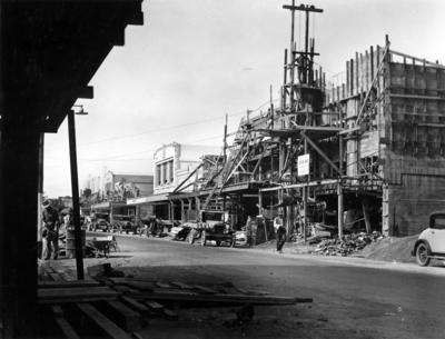 Rebuilding in Napier central business district; Hurst, Arthur Bendigo