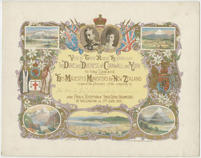 Invitation, Duke and Duchess of Cornwall and York Reception; The Brett Printing Company