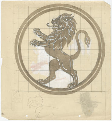 Untitled - heraldic lion emblem; Bestall (MBE) Leonard Delabere