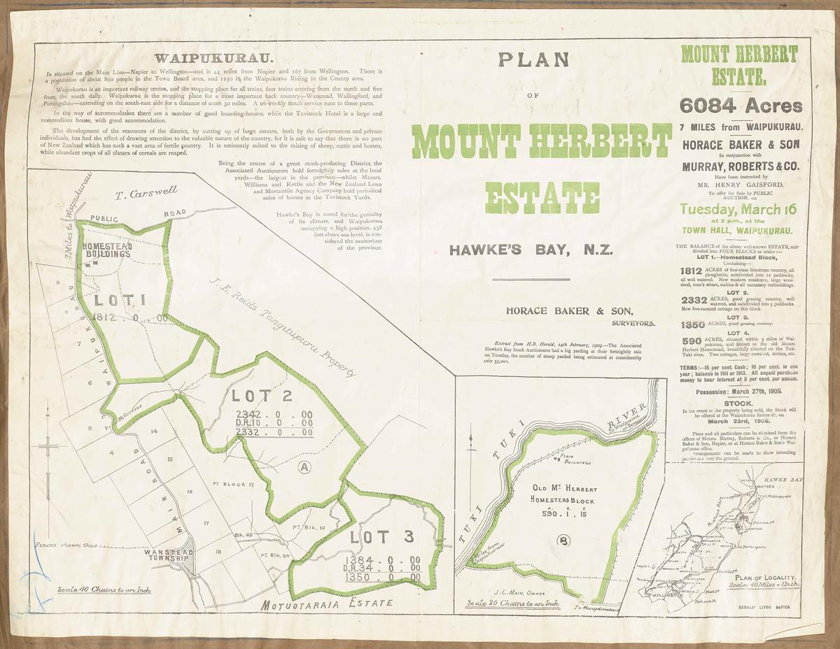 Plan, Mount Herbert Estate land for sale MTG Hawkes Bay